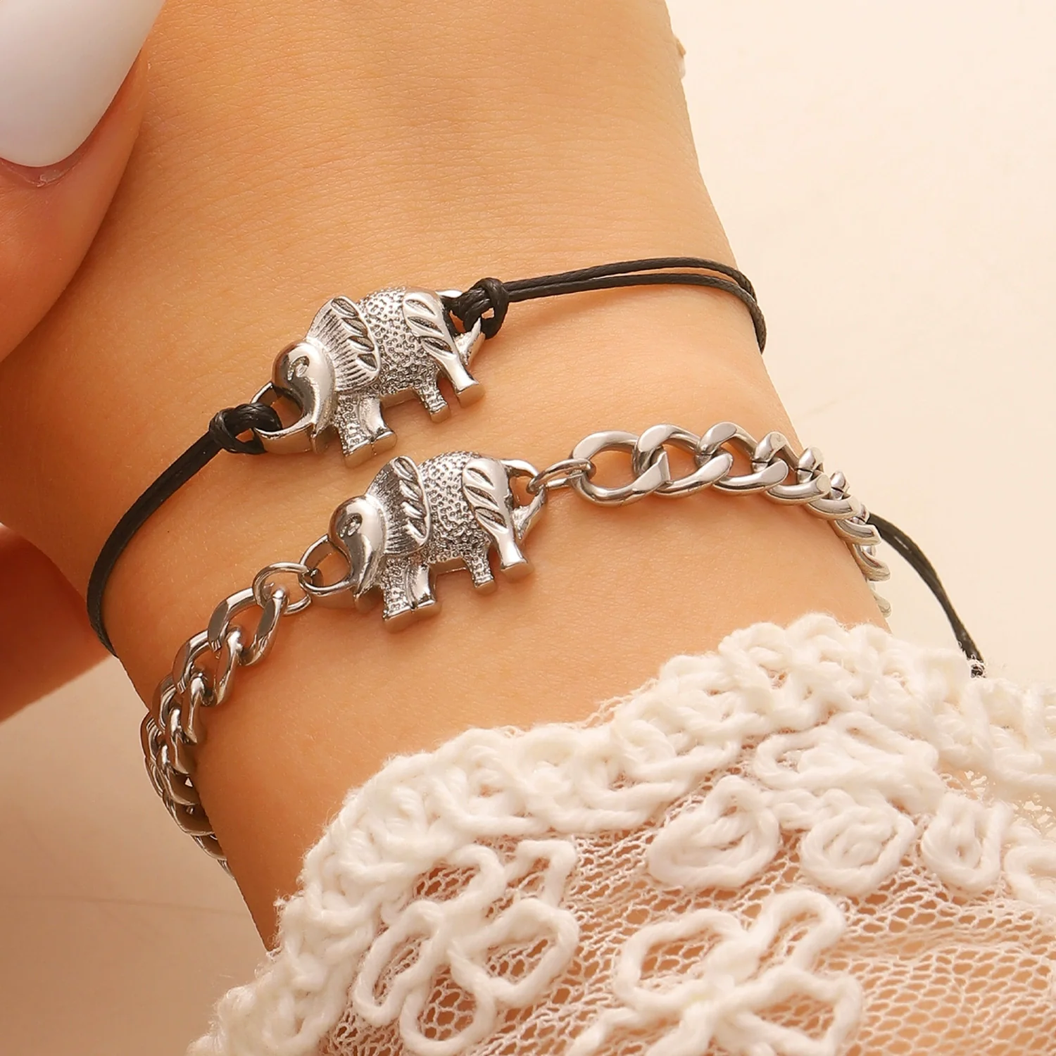 Wholesale Elephant Zinc Alloy Electroplated Necklace And Bracelet Set Women's Jewelry Accessories - Image 3