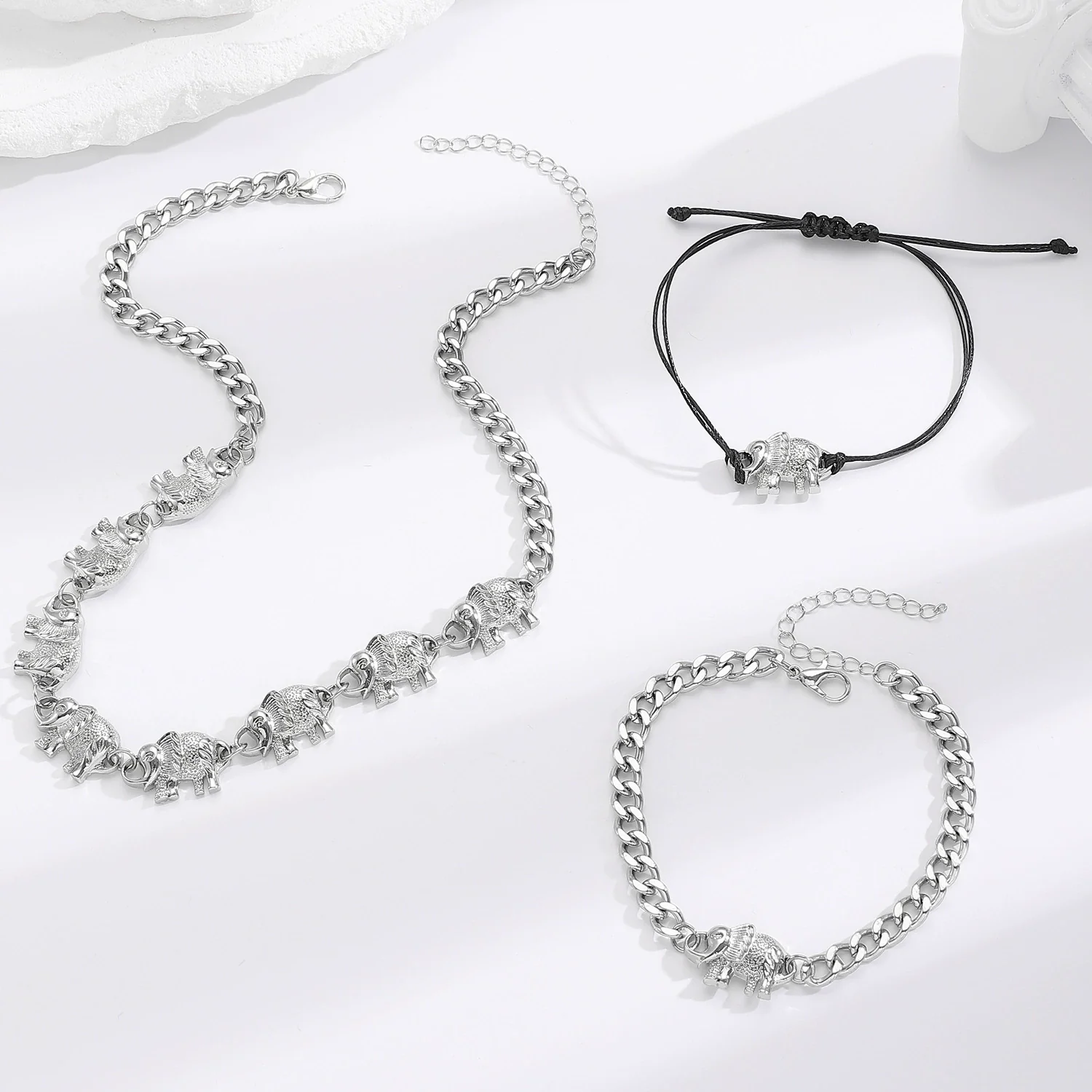 Wholesale Elephant Zinc Alloy Electroplated Necklace And Bracelet Set Women's Jewelry Accessories - Image 4