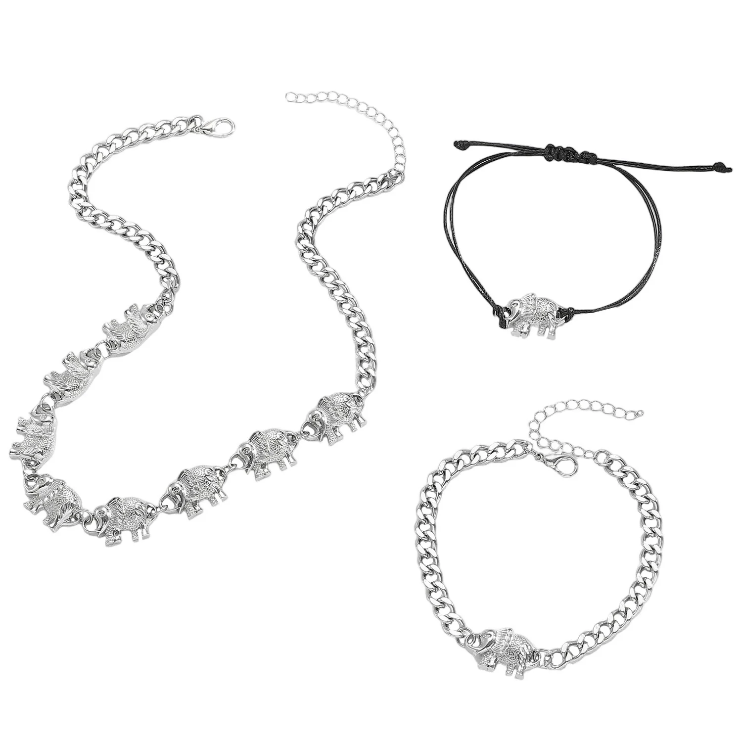 Wholesale Elephant Zinc Alloy Electroplated Necklace And Bracelet Set Women's Jewelry Accessories - Image 5