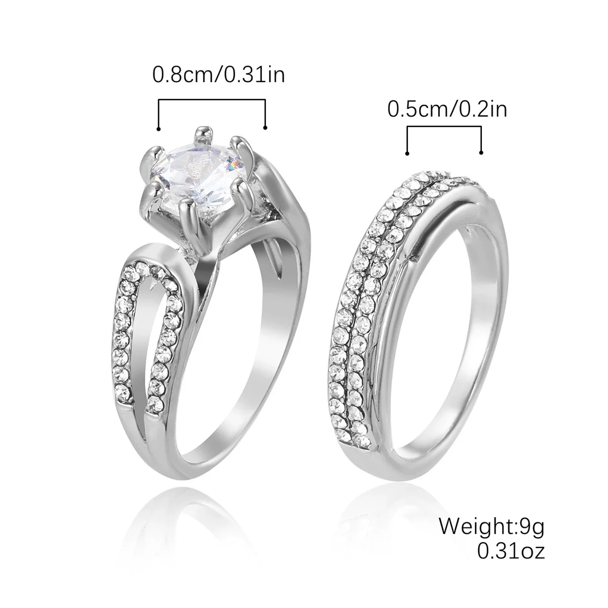 Wholesale Engagement Ring Zinc Alloy Inlaid Zircon Geometric Simple Style For Women - Image 10