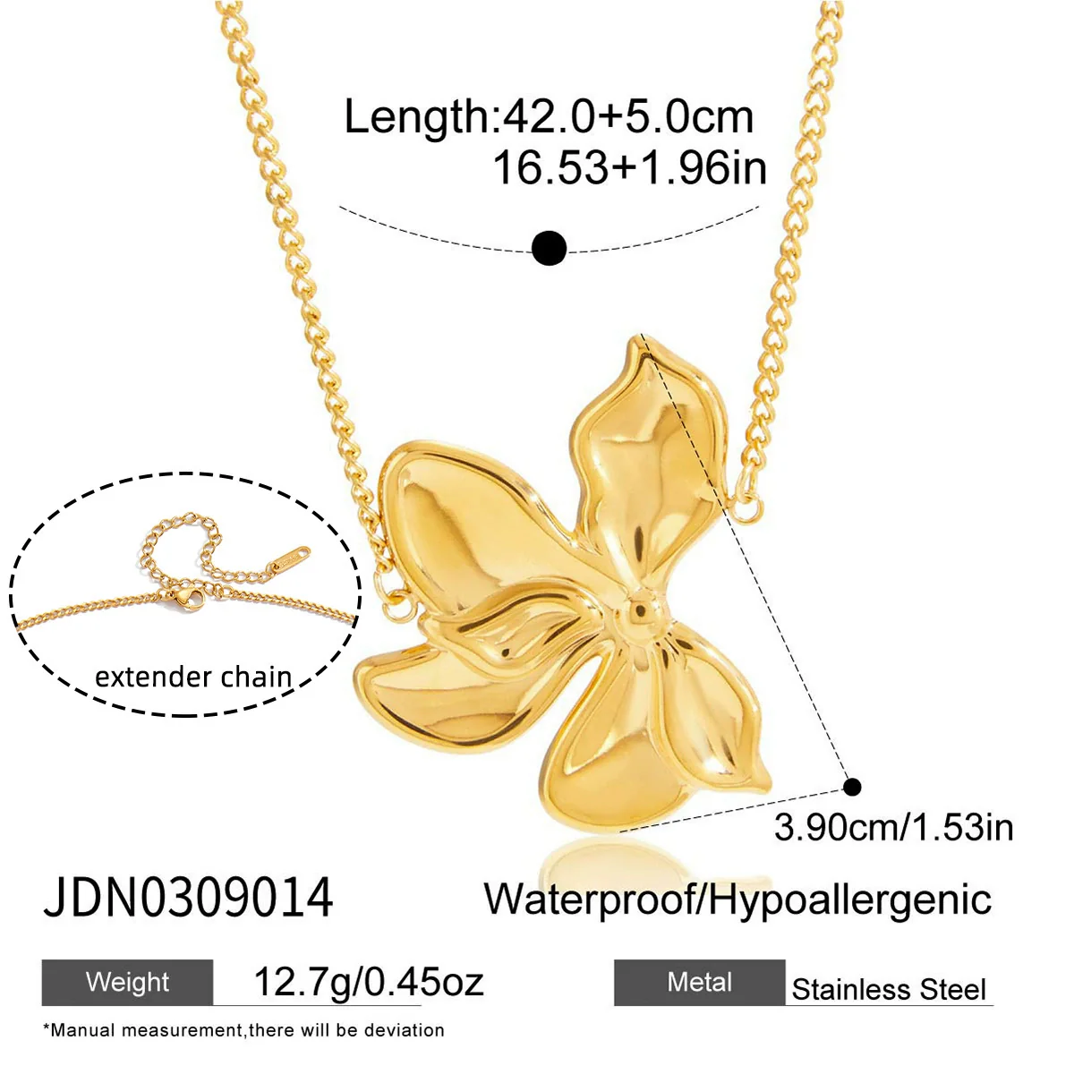 Wholesale Exaggerated Ninelayered Floral Stainless Steel 18K Gold Electroplated Necklace For Women - Image 6