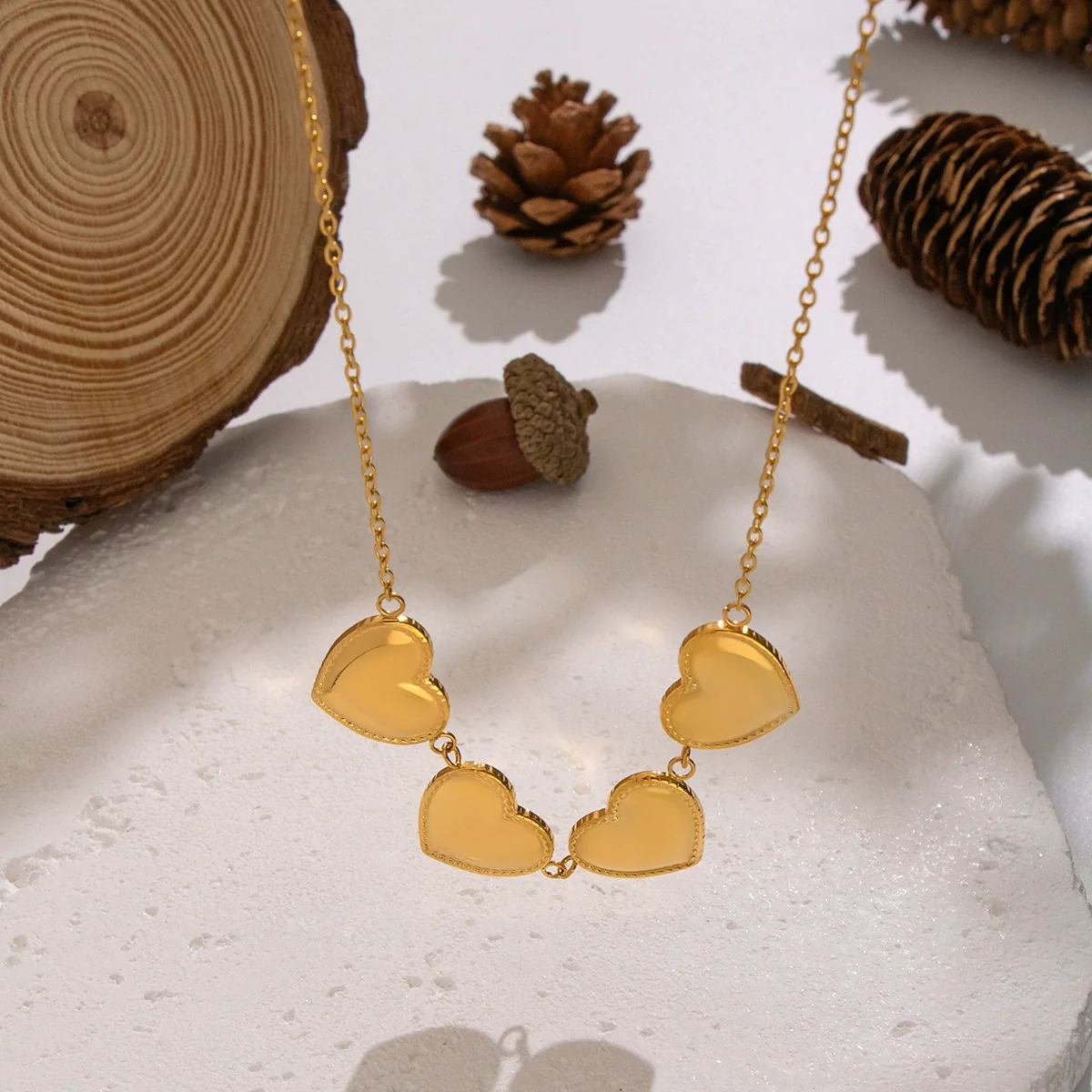 Wholesale Exaggerated Personality Old Money Style 18K Real Gold Plated Stainless Steel Heart Pendant Necklace With O Word Chain For Women - Image 2