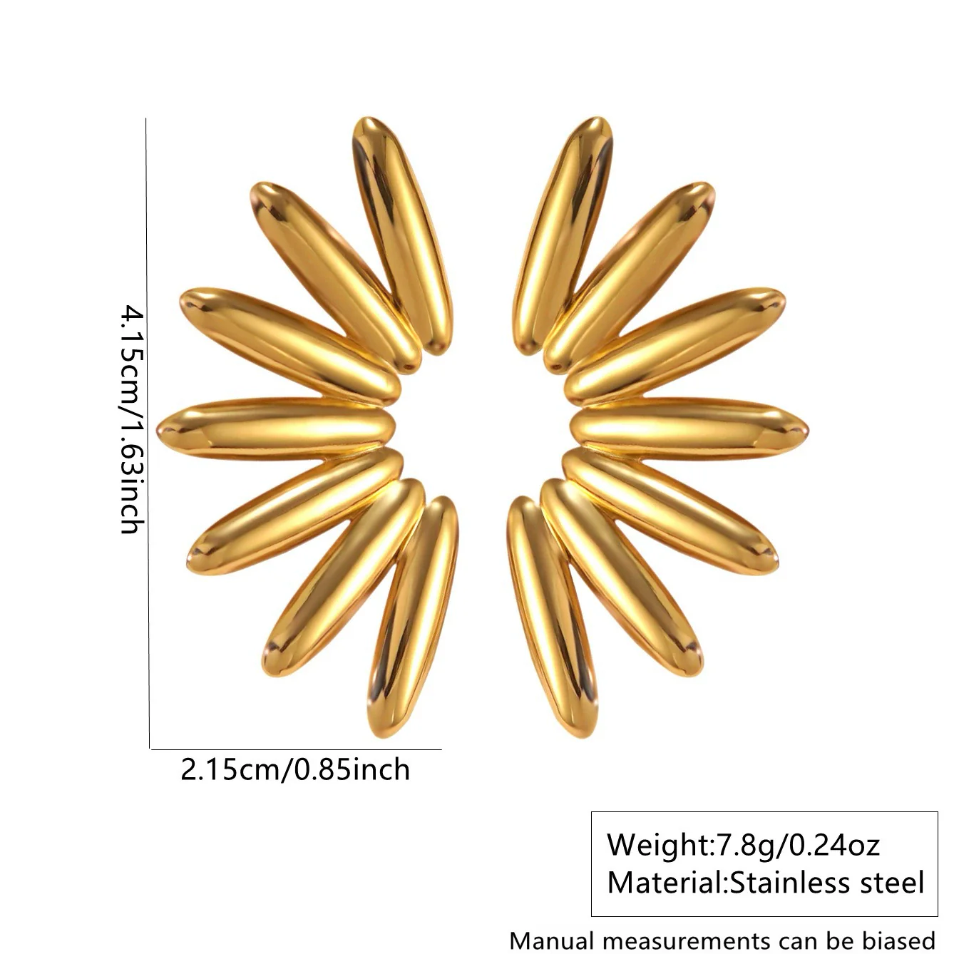 Wholesale Exaggerated Stylish Cut Out Geometric Hollow Fanshaped Stainless Steel Water Plated Earrings For Women - Image 6