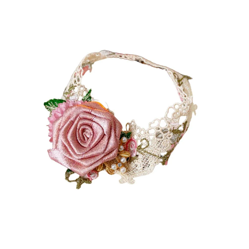 Wholesale Fabric Flower Pearl Diamond Women's Necklace With Sweet Design And Electroplating - Image 5