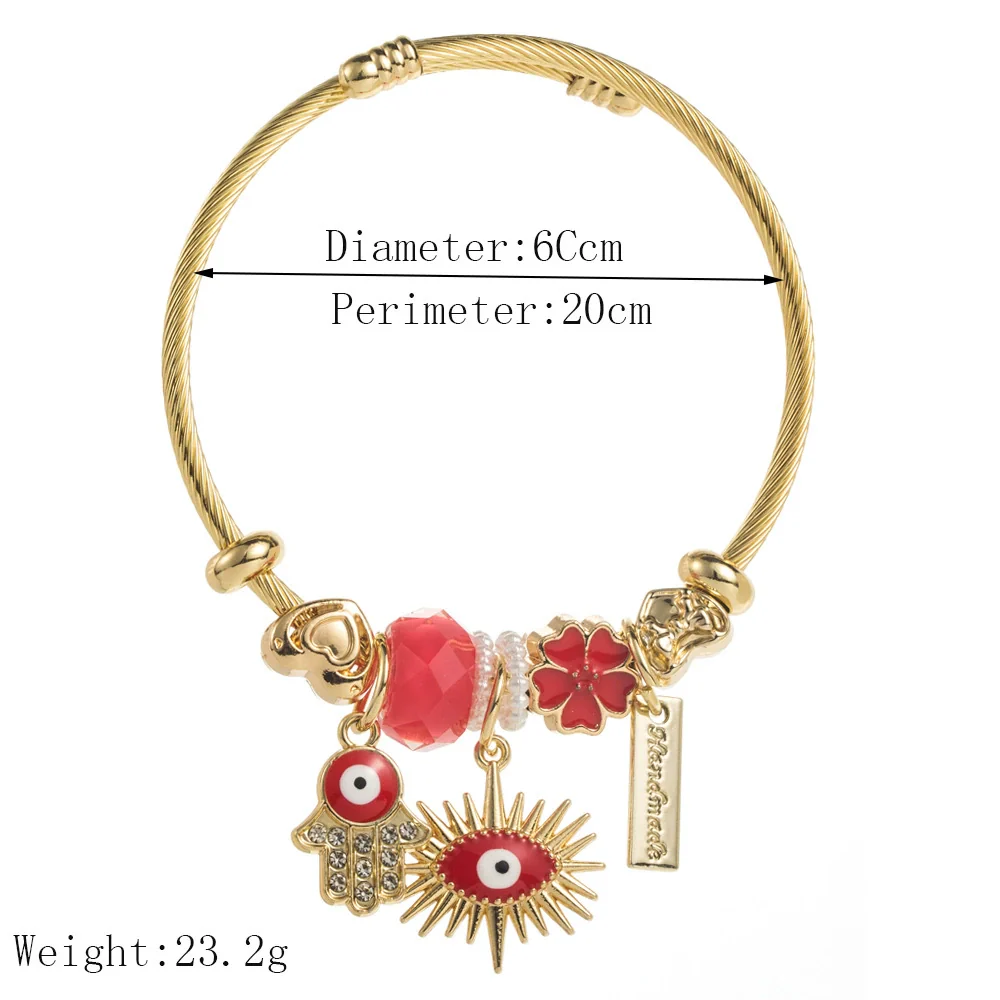 Wholesale Fashion Allmatch Adjustable Unisex Devil's Eye Pendant Beaded Bracelet Made Of Alloy Stainless Steel With Diamond Design - Image 2