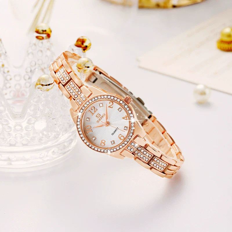 Wholesale Fashion Alloy Waterproof Quartz Watch With Jewelry Buckle For Women Round Dial - Image 2