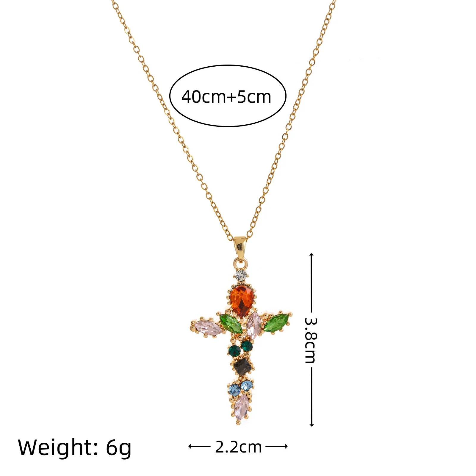 Wholesale Fashion Geometric Cross Necklace And Flower Bracelet Copper Electroplated Inlaid Zircon - Image 4