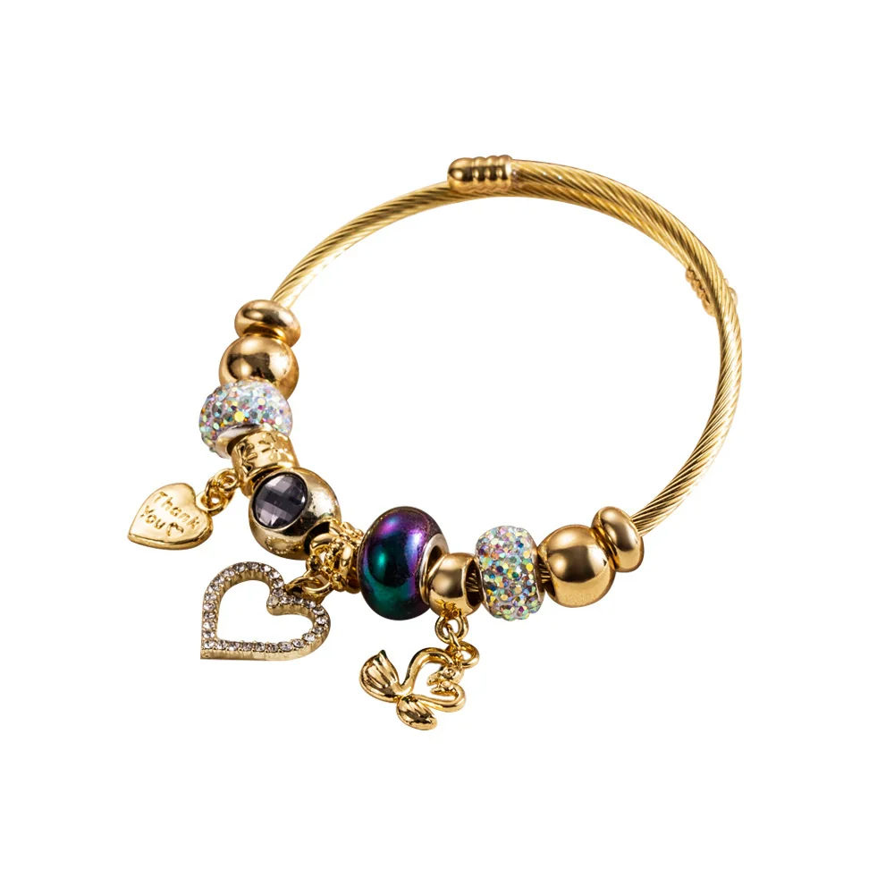 Wholesale Fashion Geometric Diamond Alloy Adjustable Couple Bracelet With Love Pendant - Image 5