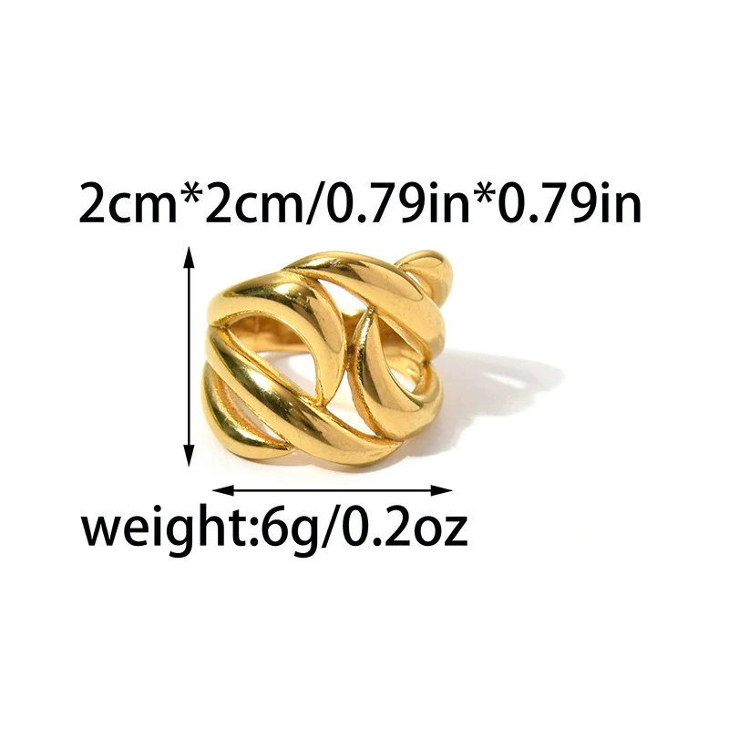 Wholesale Fashion Geometric Irregular Lines Hollow Stainless Steel Goldplated Ring Jewelry - Image 7