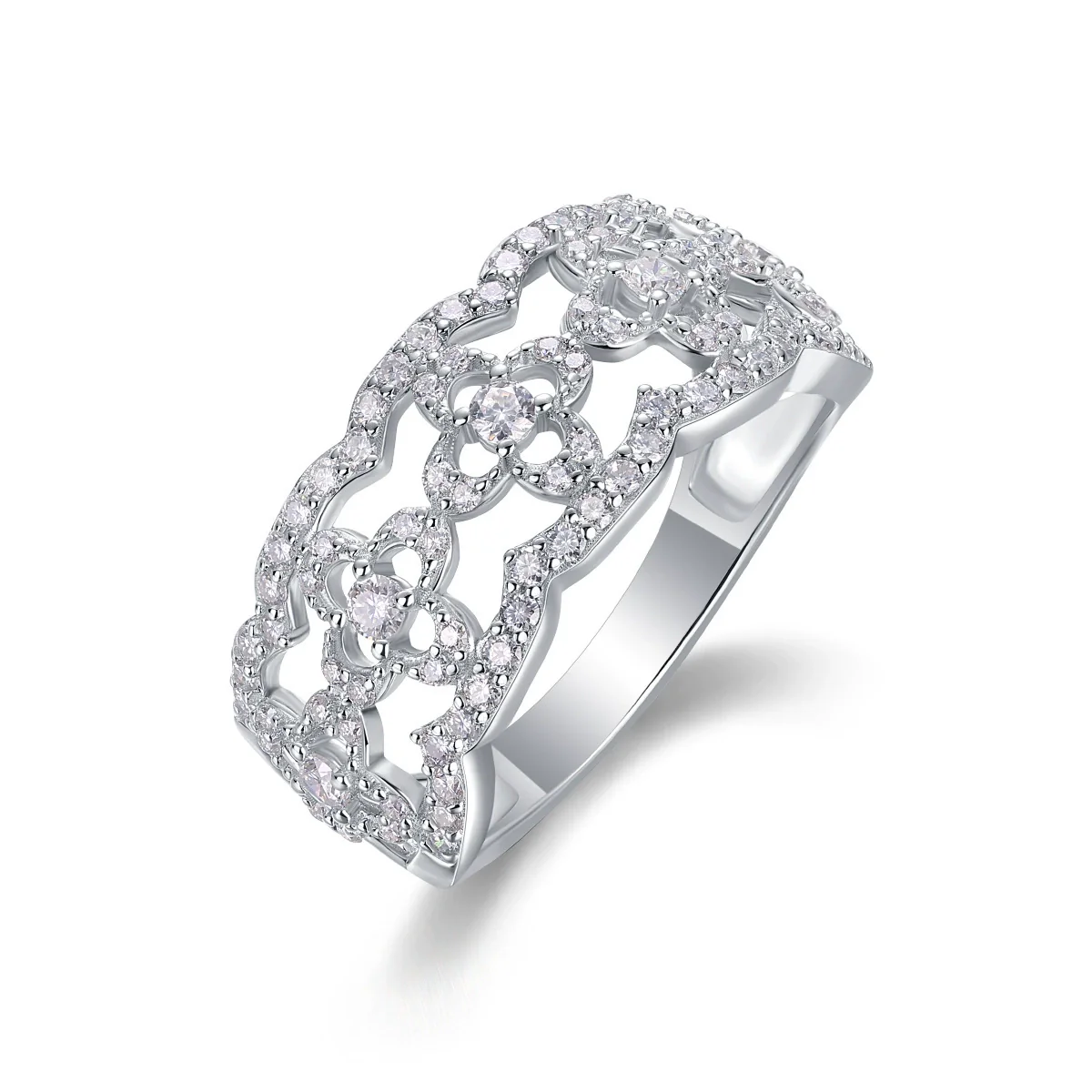 Wholesale Fashion Geometric Silver 925 S925 Silver Ring Set With Diamonds For Women
