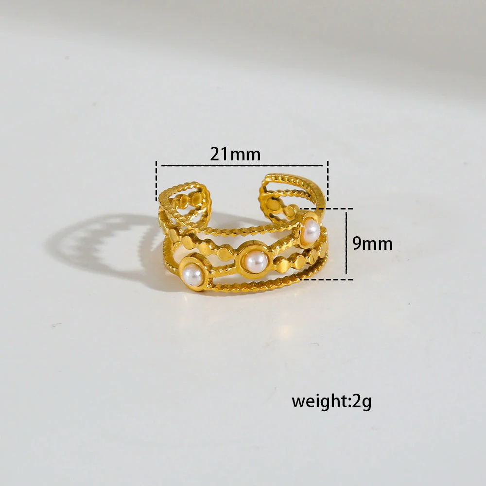 Wholesale Fashion Gold Plated Geometric Fairy Style Titanium Steel Open Ring Jewelry For Men And Women - Image 9