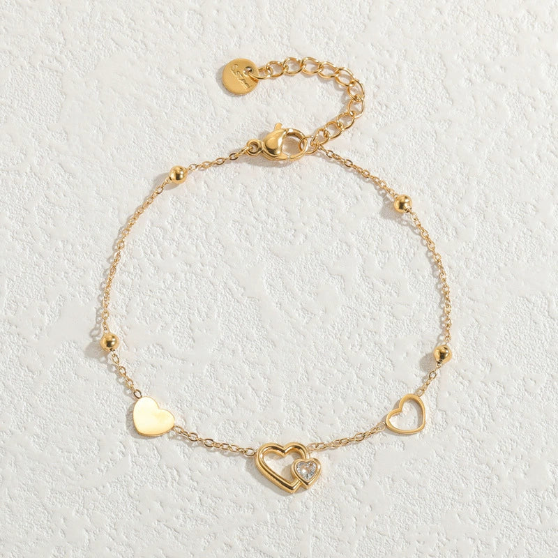 Wholesale Fashion Heart Shape Stainless Steel Electroplated Women's Love Bracelet - Image 13