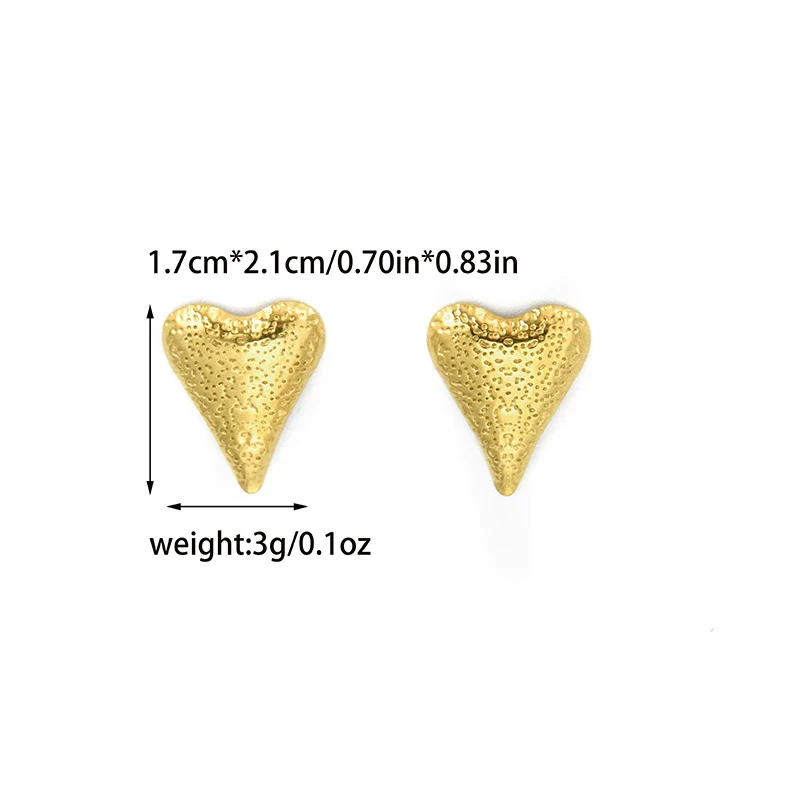 Wholesale Fashion Heart Shape Stainless Steel Electroplating Hammer Love Earrings For Women - Image 4