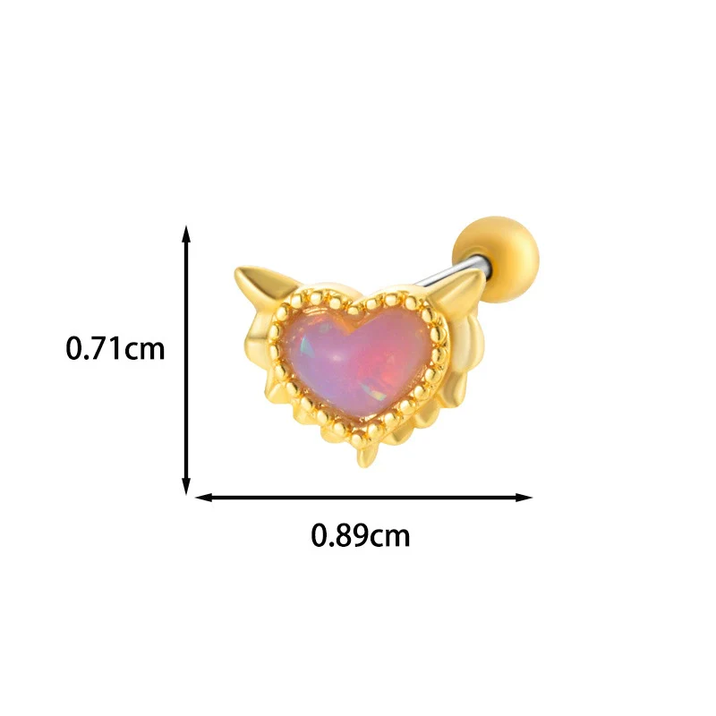 Wholesale Fashion Heart Shaped Copper Jewelry For Women Cartilage Puncture Ear Bone Nail With Zirconium Love Chain And Stainless Steel Rod - Image 16