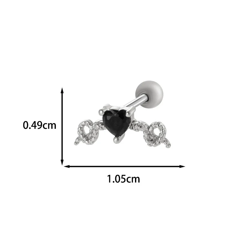 Wholesale Fashion Heart Shaped Copper Jewelry For Women Cartilage Puncture Ear Bone Nail With Zirconium Love Chain And Stainless Steel Rod - Image 19