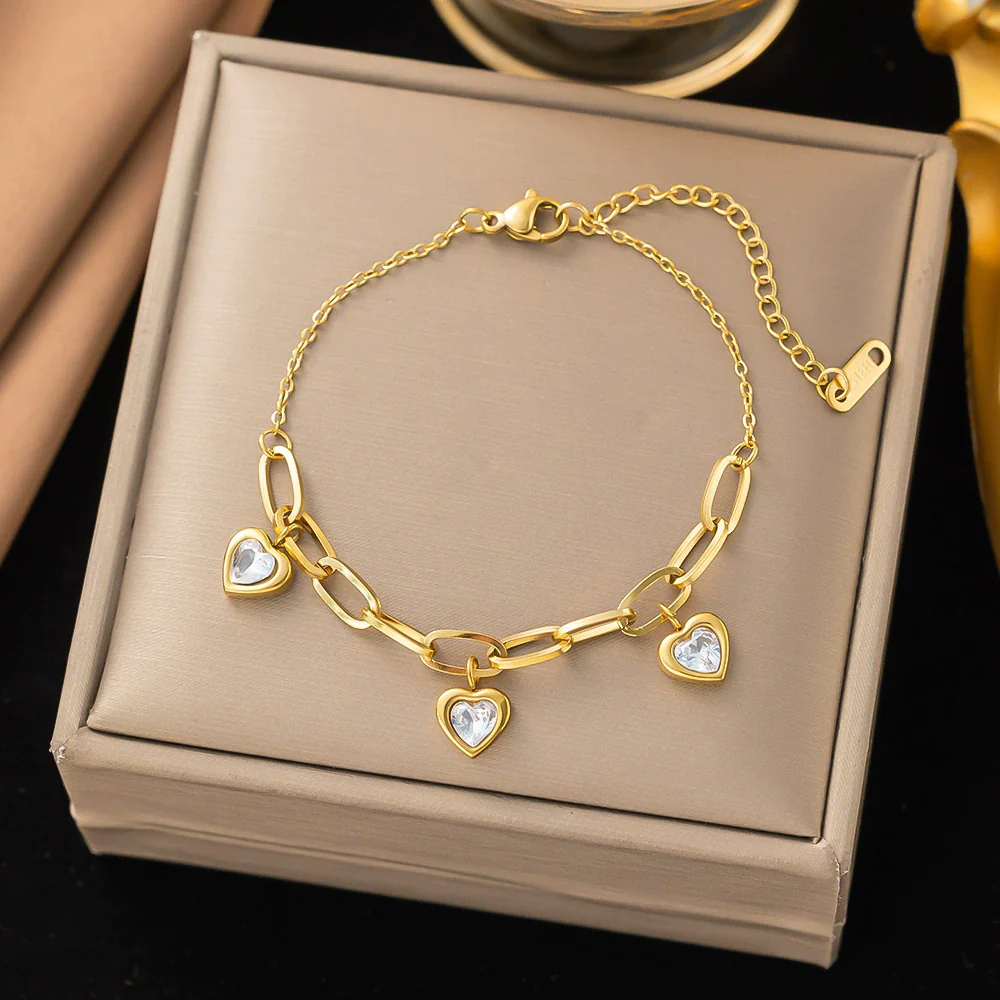 Wholesale Fashion Light Luxury Electroplated Stainless Steel Geometric And Heart Shape Bracelet For Women - Image 18