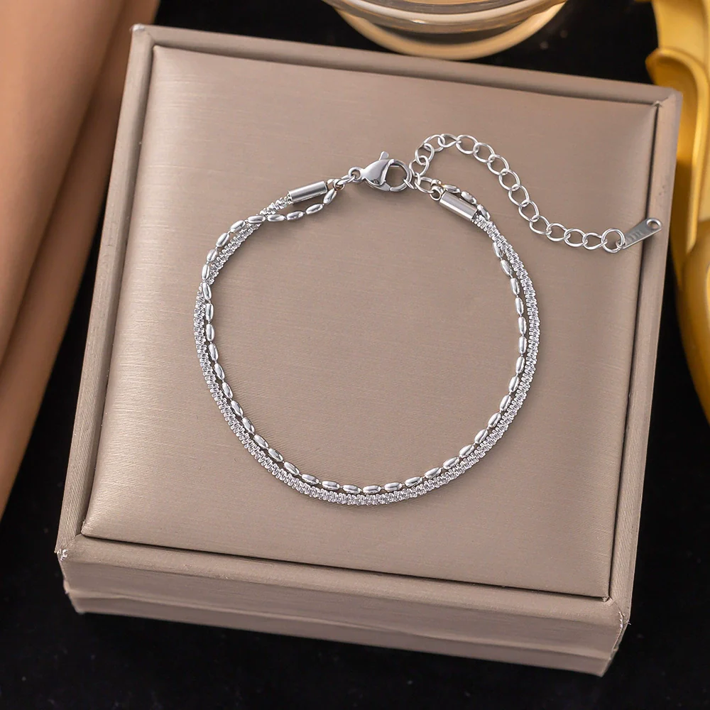 Wholesale Fashion Light Luxury Electroplated Stainless Steel Geometric And Heart Shape Bracelet For Women - Image 63