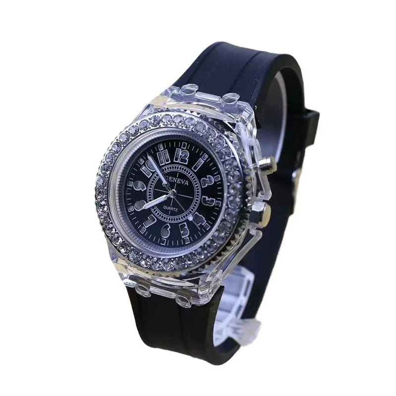 Wholesale Fashion Luminous Quartz Sports Watch Plastic Case Silicone Strap Stainless Steel Buckle Round Dial - Image 5