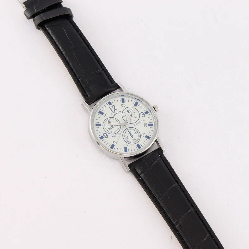 Wholesale Fashion Men's Quartz Watch With Mineral Strengthened Glass Mirror Imitation Leather Strap And Plastic Case Round Dial - Image 4