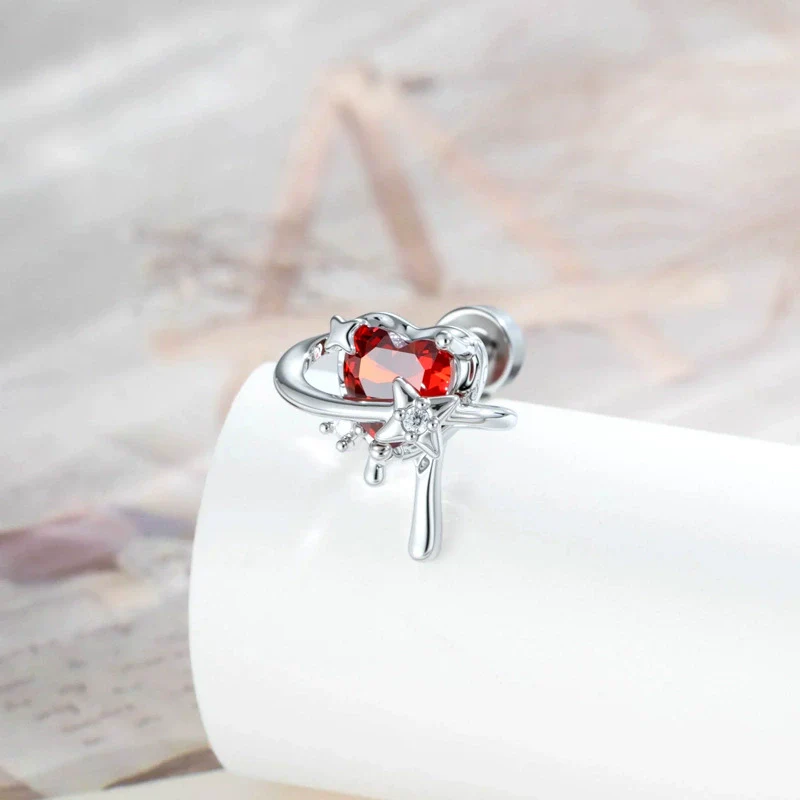 Wholesale Fashion Metal Heart Zircon Earrings For Women Titanium Steel Ear Bone Nails - Image 2
