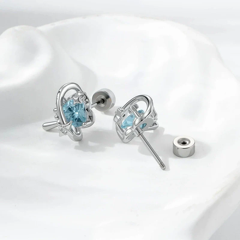 Wholesale Fashion Metal Heart Zircon Earrings For Women Titanium Steel Ear Bone Nails - Image 3