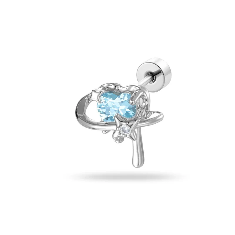 Wholesale Fashion Metal Heart Zircon Earrings For Women Titanium Steel Ear Bone Nails - Image 5