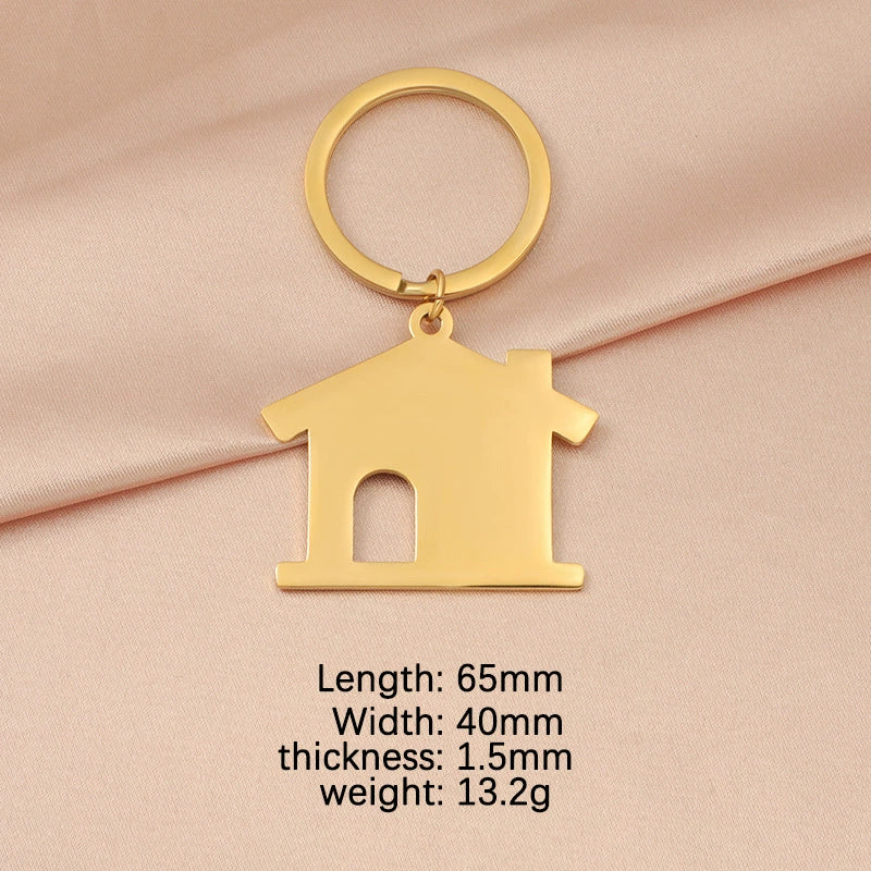 Wholesale Fashion Ol Style Stainless Steel Hollow Big House Key Pendant Key Chain Jewelry Accessories With Fine Polishing - Image 7