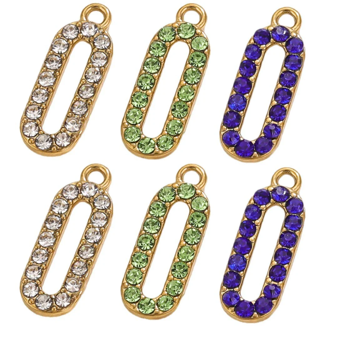 Wholesale Fashion Oval Set Crystal Spin Pin Pendant Diy Accessories Stainless Steel Geometric Totem Electroplated - Image 5