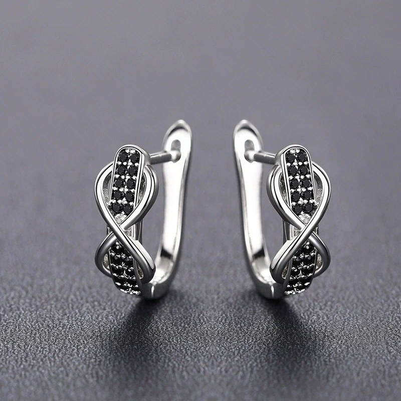 Wholesale Fashion Personality Contrast Color Earrings With Infinite 8 Lines Micro Inlay Copper Material Geometric Pattern Zircon Treatment For Women - Image 2