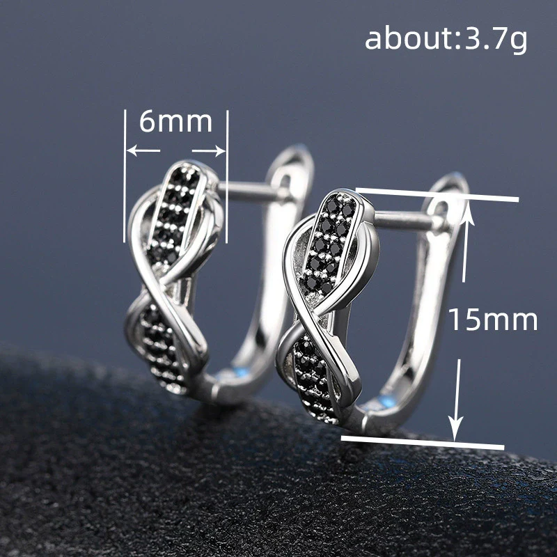 Wholesale Fashion Personality Contrast Color Earrings With Infinite 8 Lines Micro Inlay Copper Material Geometric Pattern Zircon Treatment For Women - Image 4