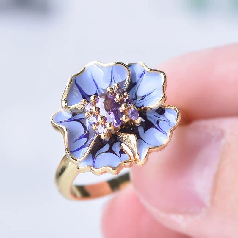 Wholesale Fashion Rings Metal Blooming Flowers Minimalist Style Electroplating Unisex Jewelry - Image 3