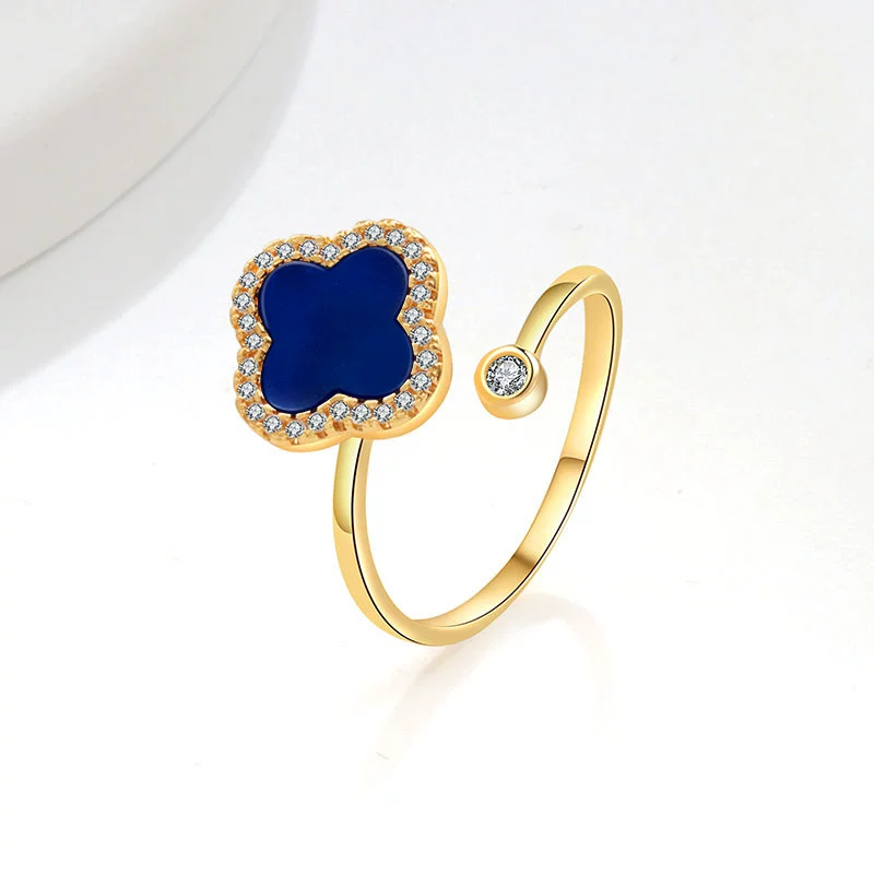 Wholesale Fashion Simple Rotating Four Leaf Clover Copper Ring Geometric Style 18K Gold Plated - Image 11