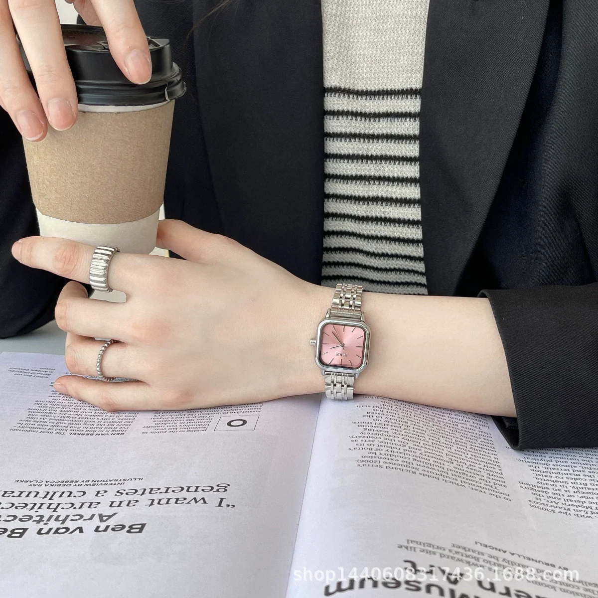 Wholesale Fashion Simple Square Dial Stainless Steel Band Watch For Women - Image 10