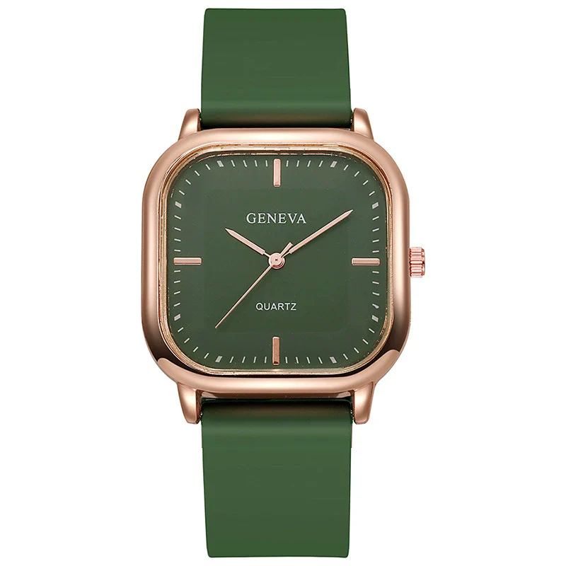Wholesale Fashion Square Quartz Watch With Silicone Strap Alloy Case And Stainless Steel Buckle For Men And Women - Image 8