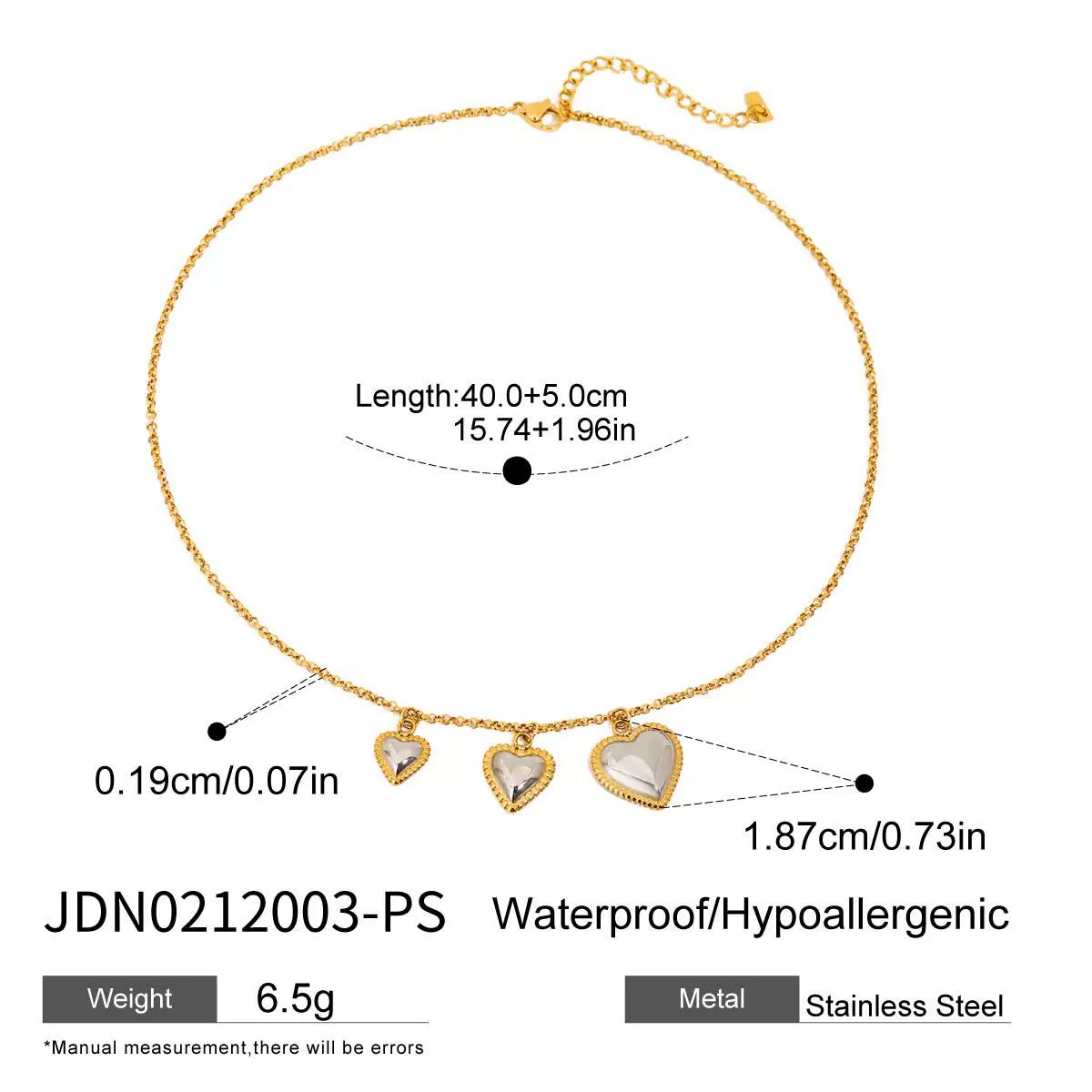 Wholesale Fashion Stainless Steel Electroplated Heart Water Drop Bell Pendant Necklace Earrings Bracelets Set For Women - Image 7