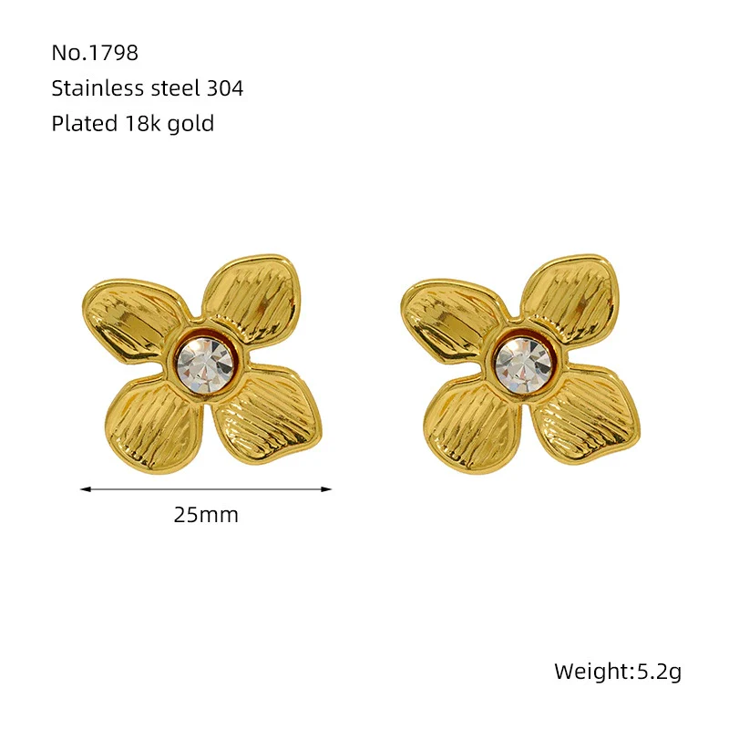 Wholesale Fashion 316L Stainless Steel Flower Earrings With Electroplating For Women - Image 6
