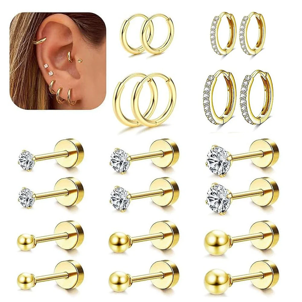 Wholesale Fashion Stainless Steel Geometric Pattern Electroplated Earrings - Image 5