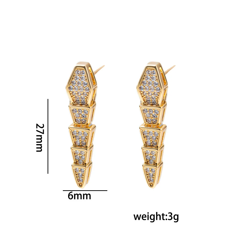 Wholesale Fashion Unisex Snake Shape Inlaid Zircon Titanium Steel And Copper Necklace And Earrings Set - Image 2