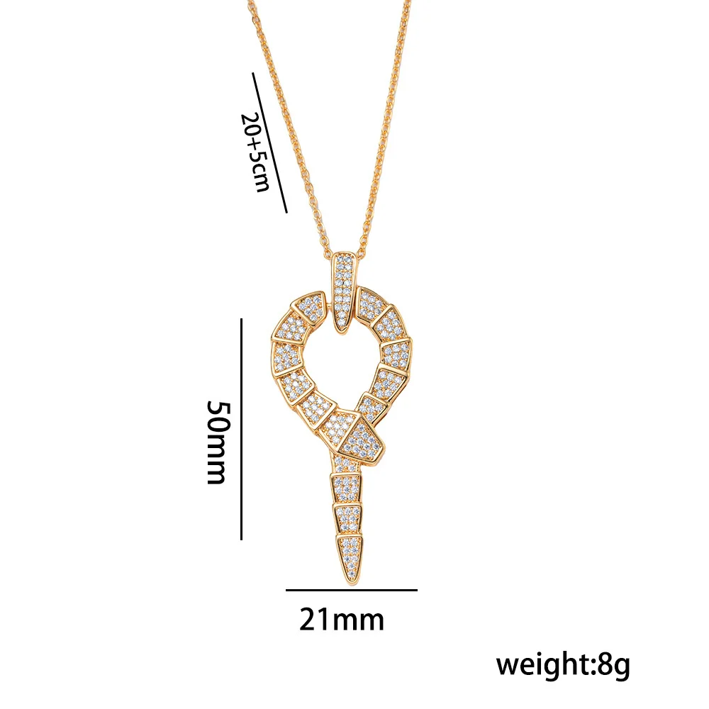 Wholesale Fashion Unisex Snake Shape Inlaid Zircon Titanium Steel And Copper Necklace And Earrings Set - Image 3