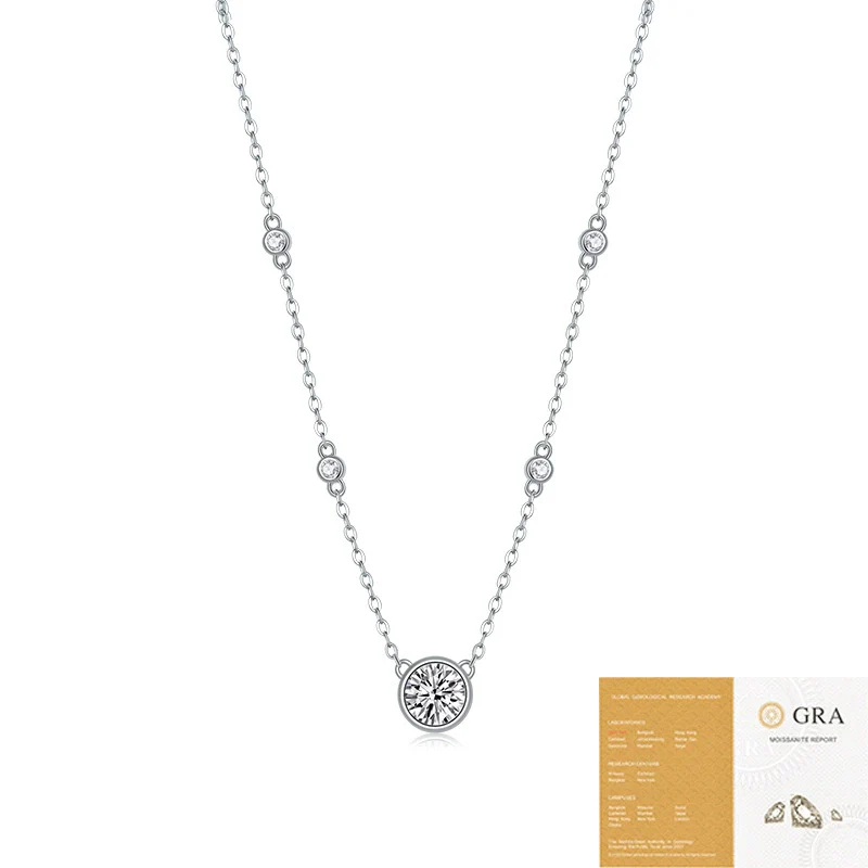 Wholesale Fashion Women's 925 Silver Moissanite Inlay Geometric Pendant Necklace With Cross Chain - Image 5