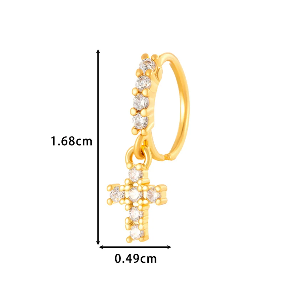 Wholesale Fashion Women's Copper Flower Nose Ring With Electroplating And Zircon Featuring Butterfly And Cross Designs - Image 2