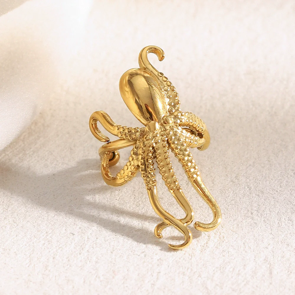 Wholesale Fashionable Elegant Creative Octopus Animal Shape Stainless Steel 18K Gold Plated Ear Clip Earrings For Women - Image 3