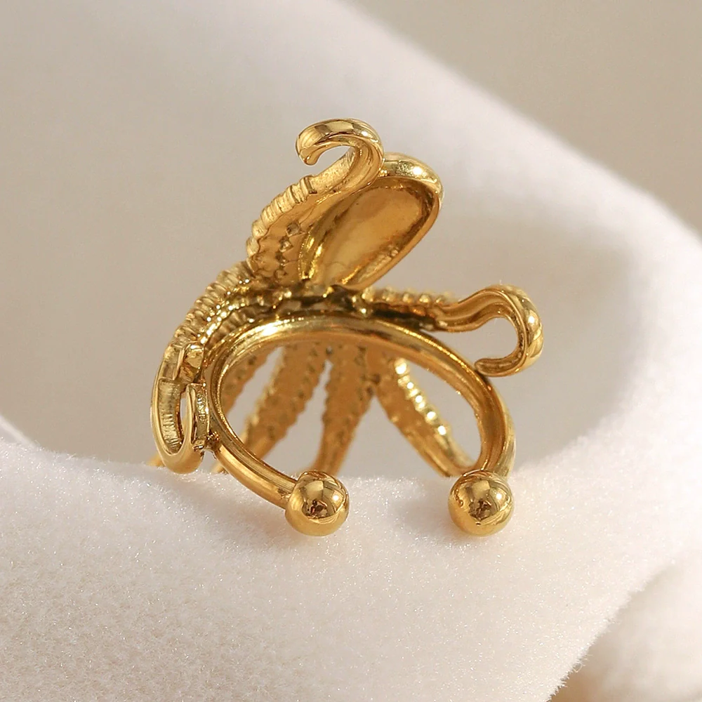 Wholesale Fashionable Elegant Creative Octopus Animal Shape Stainless Steel 18K Gold Plated Ear Clip Earrings For Women - Image 4
