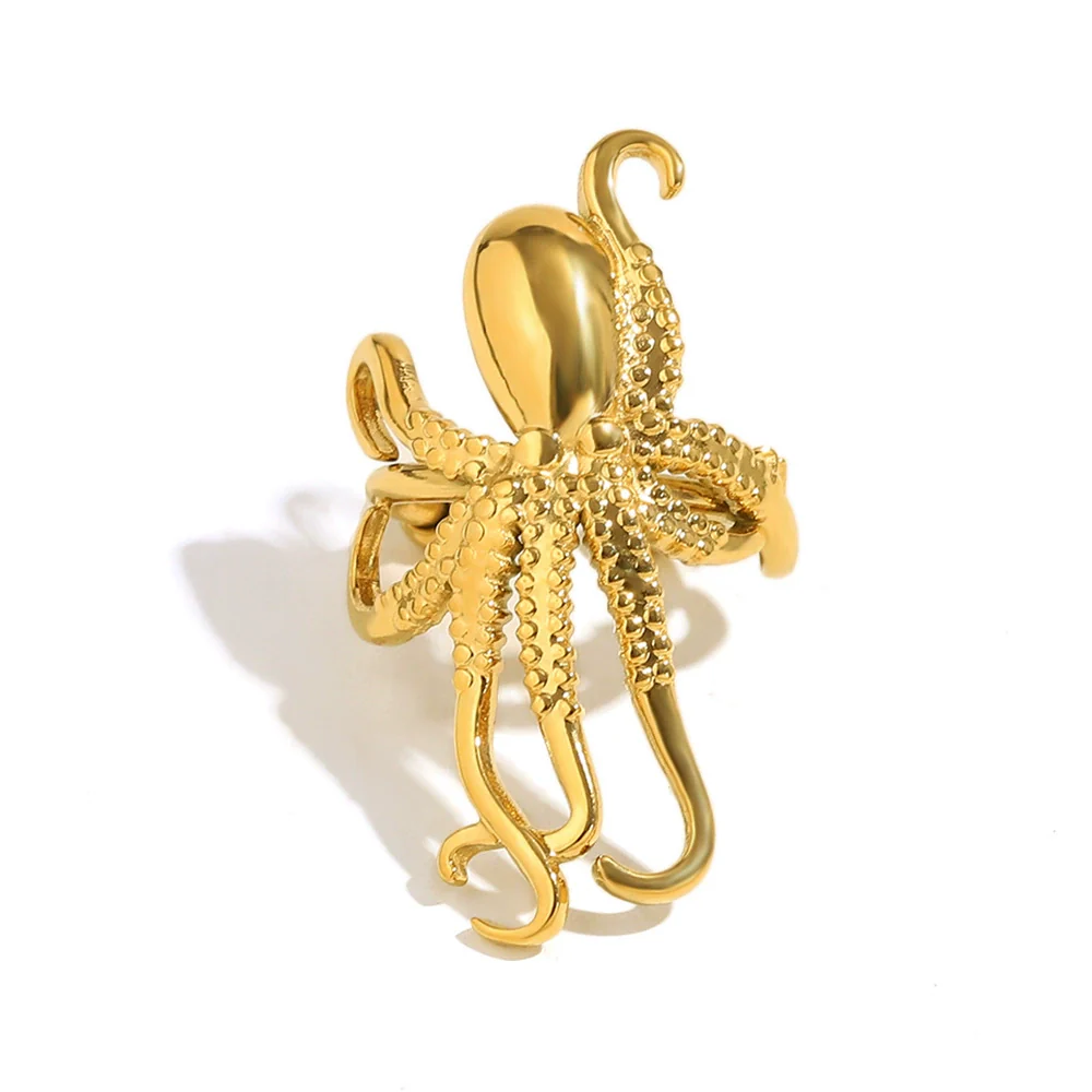 Wholesale Fashionable Elegant Creative Octopus Animal Shape Stainless Steel 18K Gold Plated Ear Clip Earrings For Women - Image 5