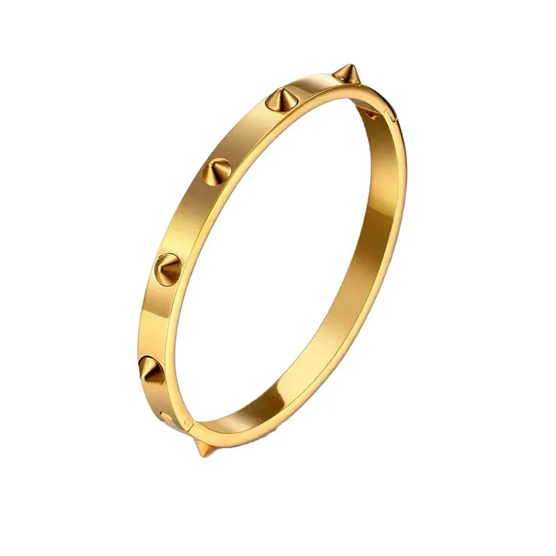 Wholesale Fashionable Geometric 18K Goldplated Stainless Steel Rivet Bracelets Highend Jewelry Accessories - Image 5
