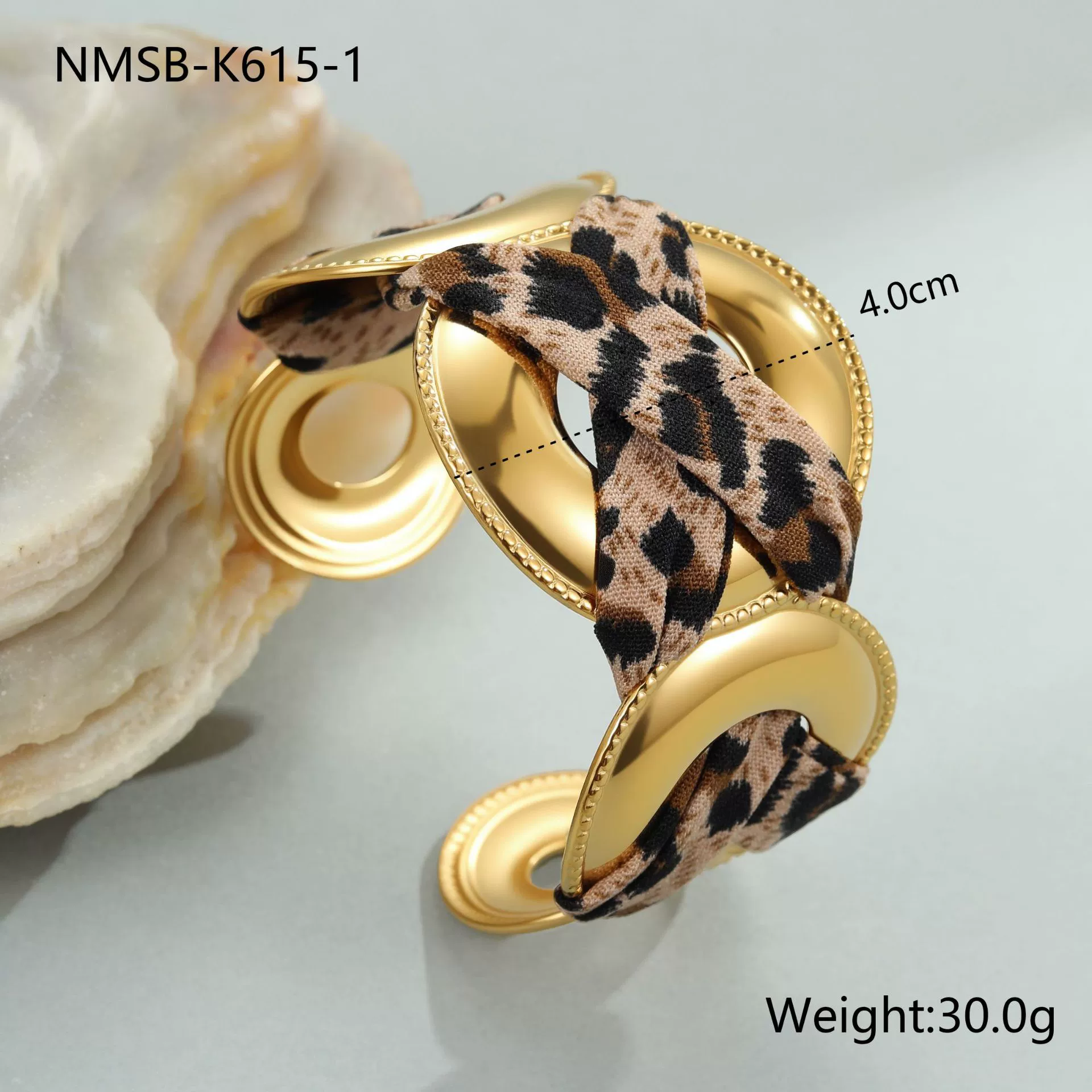 Wholesale Fashionable Leopard Print Geometric Stainless Steel 18K Gold Plated Bracelet For Women - Image 6