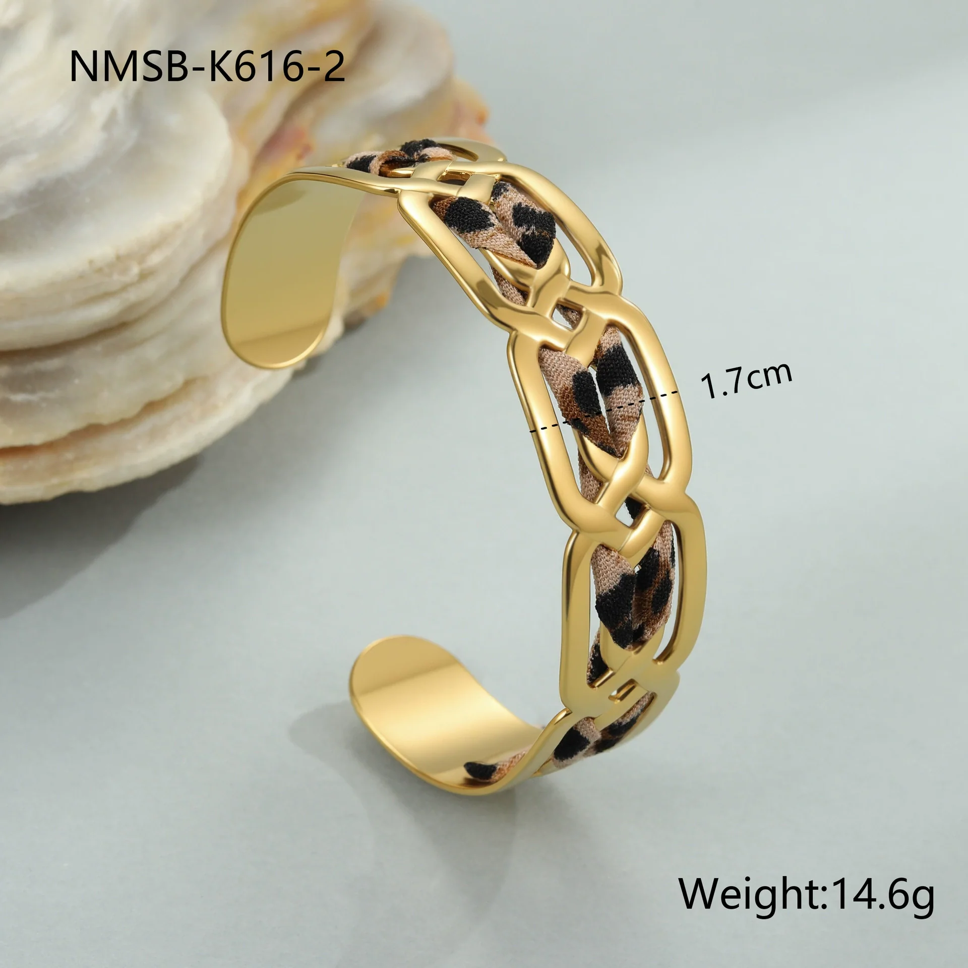 Wholesale Fashionable Leopard Print Geometric Stainless Steel 18K Gold Plated Bracelet For Women - Image 9
