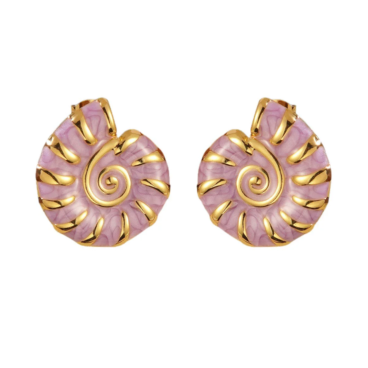 Wholesale Fashionable Oildripping Conch Design Stainless Steel Earrings For Women - Image 5