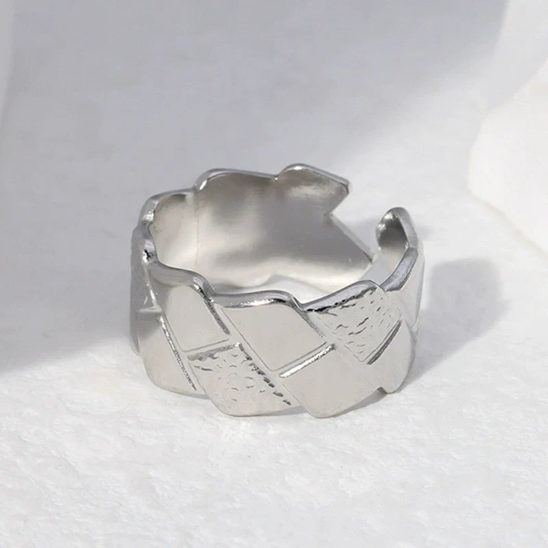 Wholesale Fashionable Unisex Geometric Stainless Steel Electroplated Open Rings - Image 3