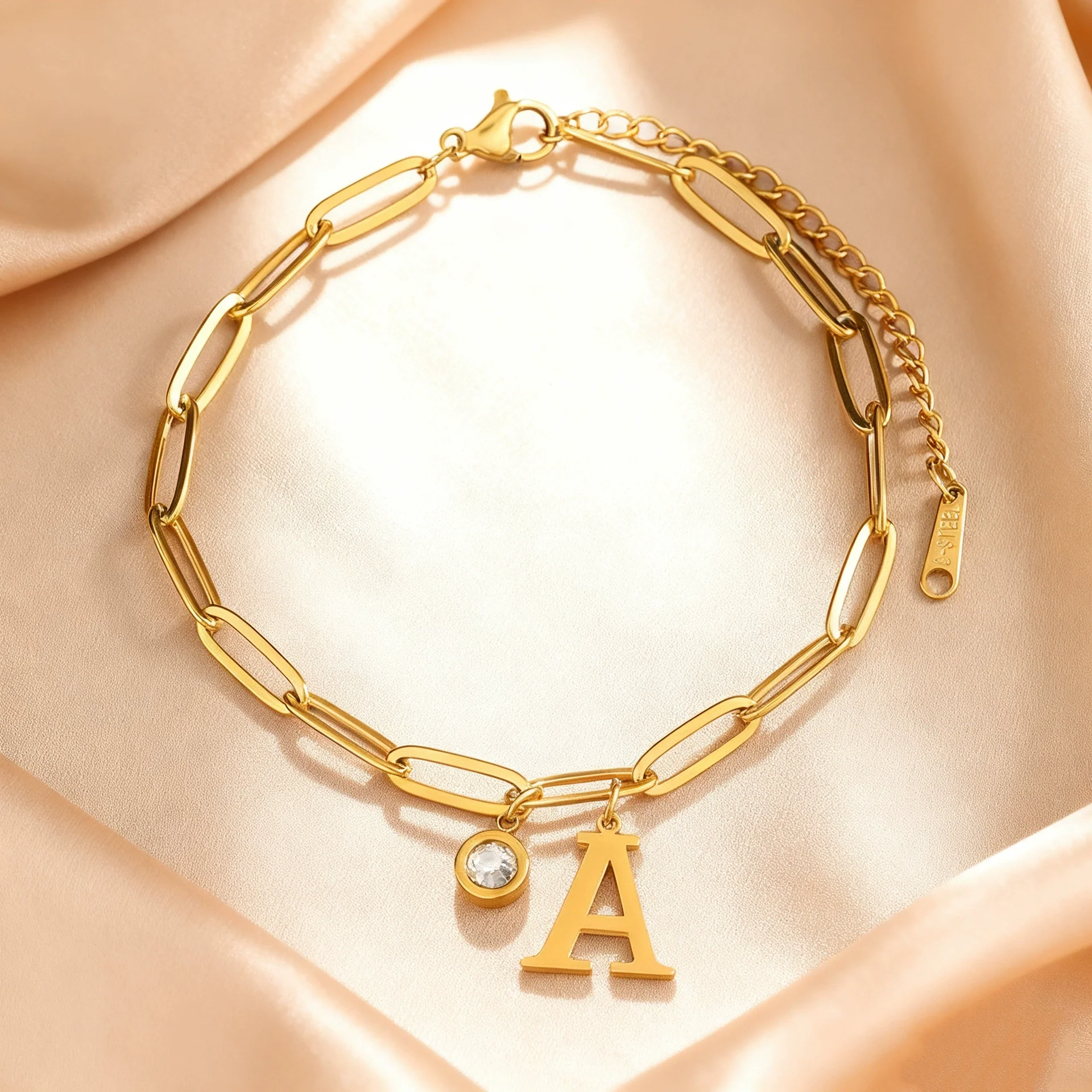Wholesale Fashionable Women's Stainless Steel Electroplated Letter And Number Zircon Bracelet - Image 3